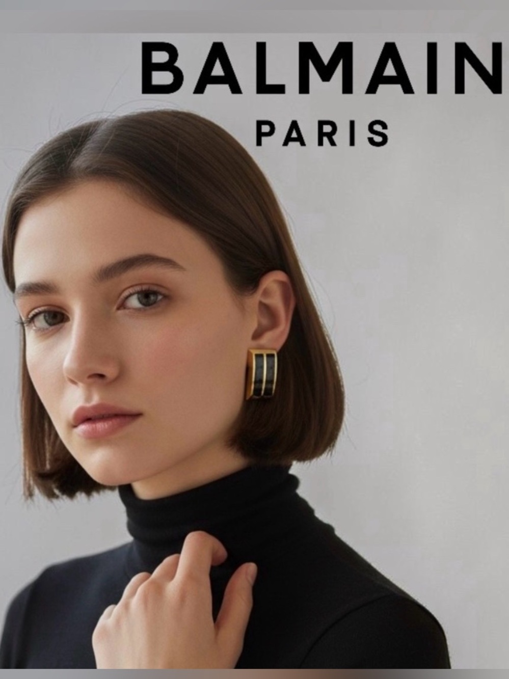 Balmain Vintage Gold and Black Clip-on Earrings - Picture 1 of 9